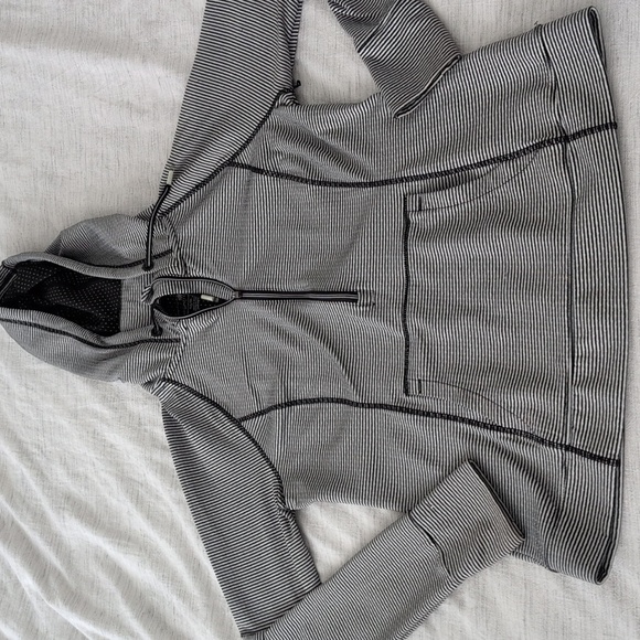 Tangerine Active Pullover Half Zip Hoodie Black White Stripe Women's Medium - Picture 8 of 14